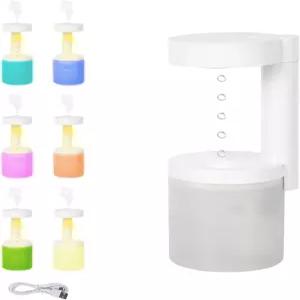 Reaeng 항중력 물방울 시각 분수 효과가 있는 800ml 쿨 미스트 데스크 색상 변경 LED 조명 침실 사무실 및