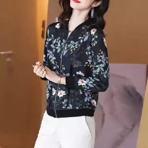 여성 집업 라운드 망사 자켓 여성 점퍼 바람막이 캐주얼 플라워 시스루 간절기 패턴 웨어 여름 비치 얇은