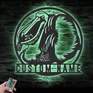 CALCCI 커스텀 텍스트 금속 표지판 아메리칸 화이트 펠리컨 벽 아트 LED 조명 개인화된 사냥 애호가 이름