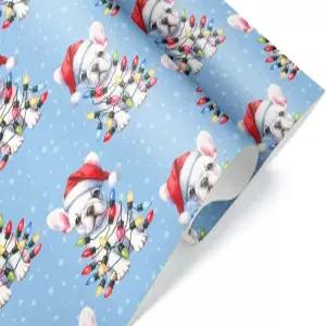 귀여운 크리스마스 조명 프렌치 선물 랩 불독 포장지 강아지 테마 장식6피트 x 30인치 롤