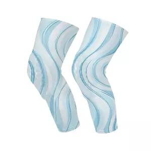 등산 자전거 타기 운동 농구를 위한 추상 블루 워터 웨이브 무릎 지지대2팩 관절 패드