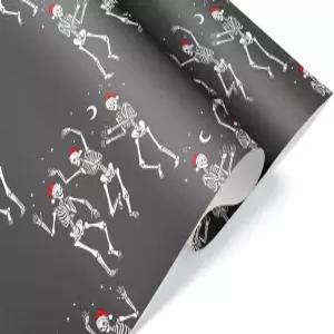댄싱 스켈레톤 크리스마스 포장지 프리미엄 선물 포장 파티 장식6피트 x 30인치 롤