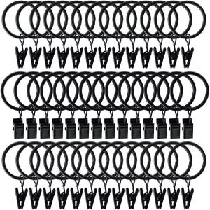 클립이 달린 블랙 매트 메탈 커튼 링 40팩(1.25인치 블랙)