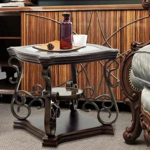 강화 유리 테이블탑과 수납 대리석 종이 중간 선반이 있는 SSLine 전통 사각형 끝 테이블 거실 침실 입구용