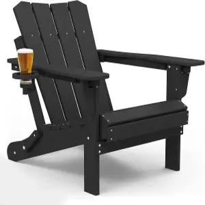 가든스타 애디론댁 의자 오버사이즈 접이식 재활용 가능 HDPE 모던 컵 홀더 포함 폴리 목재 파티오 풀 가든