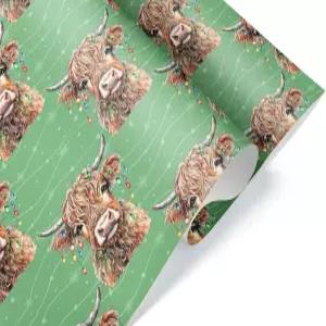 귀여운 크리스마스 라이트 소 포장지 헛간 동물 애호가 명절 선물 목장 가축 장식 6피트 x 30인치 롤