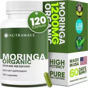 뉴트라 웨이브 모링가 캡슐 1200mg ？ 에너지 및 면역 지원을 위한 순수 잎 보충제 비타민 제 아미노산이