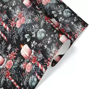 할로윈 애호가 다크 고딕을 위한 으스스한 크리스마스 두꺼운 포장지 캔들 테마 선물 랩블랙 6피트 x