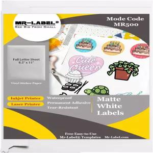 MrLabel 화이트 매트 인쇄 가능 비닐 스티커 종이 방수 전문 시트 라벨 잉크젯/ 프린터 가정용 DIY