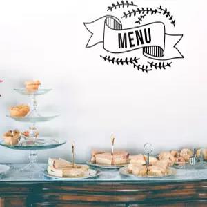 비닐 월 아트 데칼 메뉴 표지판 17 x 28.5 식당 주방 결혼 디저트 간식 테이블 거실 레스토랑 커피숍