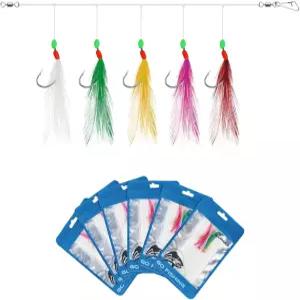 Luroad 10pcs 고등어 깃털 리그 소금물 화려한 깃털/빛나는 구슬이 달린 바다 낚시 미끼 고등어용 명태