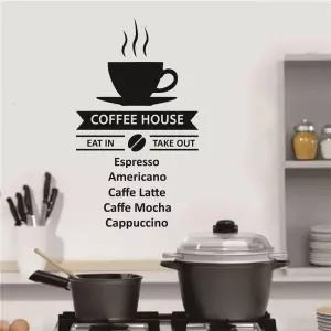 UILMNIY 주방 룸 쿠피 바 벽 장식 스티커 커피 하우스 로고 카페 라떼 모카 벽화 AFN97 블랙