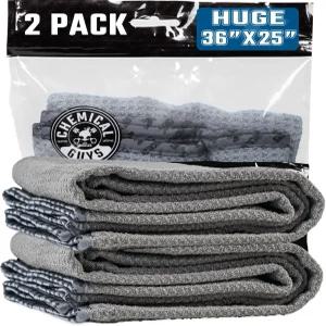 케미컬 가이 와플 위브 그레이 매터 마이크로파이버 드라이 타월 2팩 페인트 유리 바퀴 트림을 빠르게