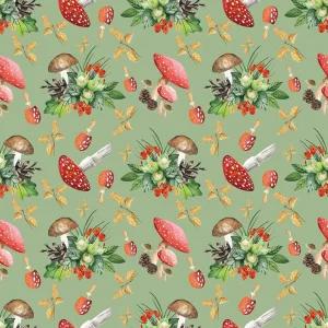 귀여운 세이지 그린 버섯 선물 랩 프리미엄 두꺼운 코티지코어 크리스마스 포장지 홀리데이 장식 6피트 x