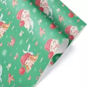 크리스마스 인어 럭셔리 선물 랩 두꺼운 포장지 바다 테마 산타 공주 생일 파티 장식 6피트 x 30인치 롤