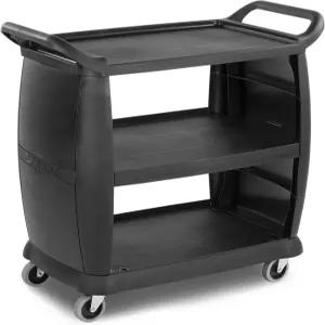 칼라일 푸드서비스 제품 플라스틱 버스 카트 300파운드 용량 36.25인치 x 18인치 38인치 검은색 소형