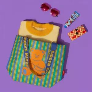 위글위글 튼튼한 타포린 쇼핑 백 리유저블 쇼퍼백 Teddy Bear S