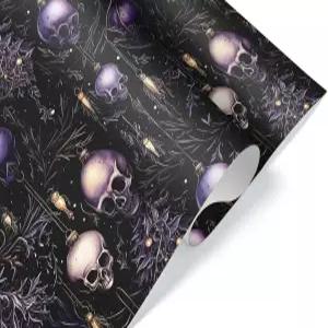 블랙 앤 퍼플 고딕 크리스마스 선물 랩 생일 해골 포장지 고스 걸 보이 틴을 위한 펑크 장식블랙 6피트 x