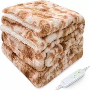 헬로모토 업데이트된 남녀용 가중 온열 담요 15파운드 전기 양면 포근한 푹신한 던지기 타이머 설정 8개 및