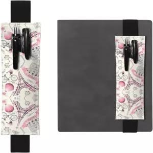 YzgWjBhd 조절 가능한 탄성 밴드 노트북 펜 홀더 귀여운 파리 에펠탑 꽃 노트 저널 프린트 파우치 연필