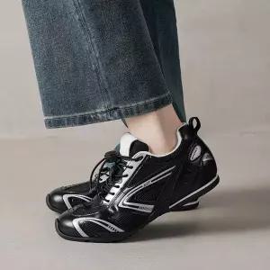 알마센 여친 가을 플랫 슈즈 컴포트 배색 속굽 소가죽 메쉬 단화 ADOR3