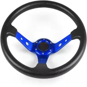 유니버설 레이싱 스티어링 휠 드트 딥 디시 13.8 u201D /350mm 6볼트 그립 비닐 가죽 및 알루미늄 자동차