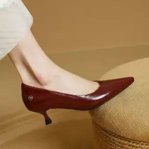 알마센 여성용 스틸레토 소가죽 펌프스 슈즈 작업화 플랫 ADOR3