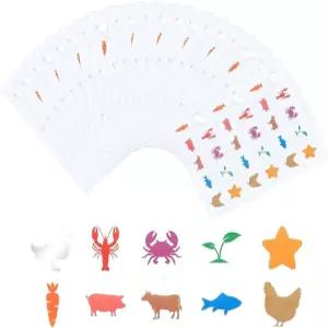 OLYCRAFT 600Pcs/20매 결혼식 식사 선택 스티커 0.8인치 당근 치킨 소 물고기 음식 표시 파티 용품용 카드