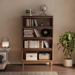 강화 유리문이 있는 쿵푸우드 나무 책장 대형 원목 유리 전면 플립 탑 디스플레이 캐비닛 케이스 아파트 홈