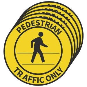 ForraFun 5팩 보행자 교통 전용 스티커 표지판 17인치 원형 안전 주의 필 앤 스틱 접착 비닐 미끄럼 방지