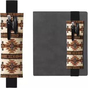 YzGWjBhd 조절 가능한 탄성 밴드 노트북 펜 홀더 귀여운 아메리카 원주민 패턴 노트 저널 프린트 파우치