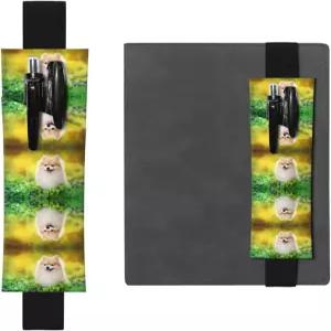 YzGWjBhd 조절 가능한 신축성 밴드 노트북 펜 홀더 노트북용 귀여운 강아지 저널 프린트 파우치 연필 클립