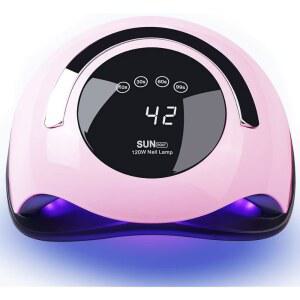 W H UV LED 네일 램프 손톱 및 발톱용 120W 고속 젤 건조기 경화 4 타이머 터치스크린 썬 BQ5T 핑크