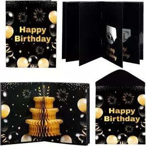 6 슬롯 3D 생일 축하 선물 카드 소책자 봉투 포함 현금 선물용 벌집 돈 홀더 깜짝 소매 책 친구들을 위한