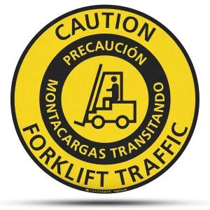 TRADESSAFE 이중 언어 주의 지게차 교통 미끄럼 방지 바닥 스티커 프리카시온 몬타카 트랜짓난도 표지판