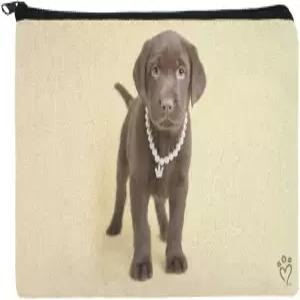 초콜릿 랩 래브라도 강아지 왕관 목걸이 연필 펜 정리 지퍼 파우치 케이스