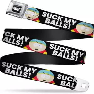 코미디 센트럴 벨트 안전벨트 버클 사우스 파크 카트맨 Suck My Balls 포즈 블랙 화이트 조절 가능
