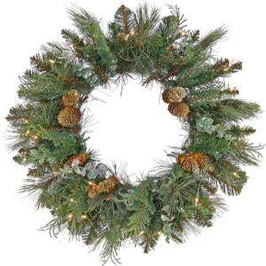 프리 라이트 노스 콘웨이 인조 크리스마스 화환에 있는 내셔널 트리 컴퍼니 24 반짝이는 소나무와