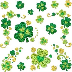 2장 세인트 패트릭스 데이 페이스 스티커 글리터 샴록 젬스 클로버 바디 아일랜드 파티용 보석 퍼레이드