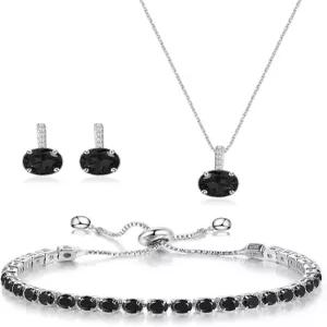 우딜군 신부 들러리 주얼리 세트 라운드 큐빅 지르코니아 귀걸이 목걸이 팔찌 여성 웨딩 파티 프롬 데일리