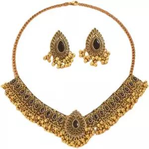 인도 결혼식 신부 전통 보헤미안 주얼리 세트 여성용 앤티크 산화 민족 파티 프롬 착용 명세서 목걸이