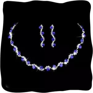 유니크라 브라이드 실버 목걸이 귀걸이 세트 크리스탈 웨딩 주얼리 라인스톤 초커 여성 및 신부용