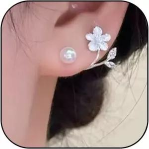 여성 결혼식 꽃잎 재킷 귀걸이를 위한 진주 꽃 스터드 귀걸이 선언 프롬 신부 주얼리 선물