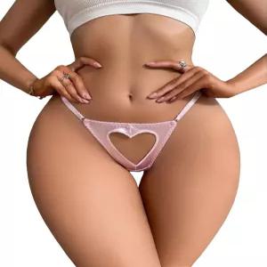 WDIRARA 여성용 하트 컷아웃 팬티 통 미드 라이즈 속옷 브