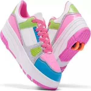 탈부착 가능한 4륜 휠이 달린 여성용 롤러 스케이트 슈즈 크리스마스 및 생일 파티 선물