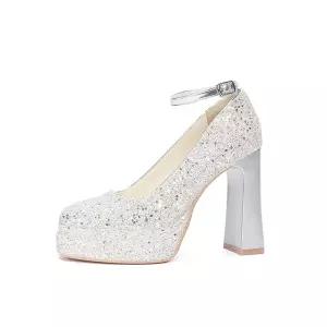 힐 글리터 가보시웨딩슈즈 가보시 통굽 웨딩슈즈