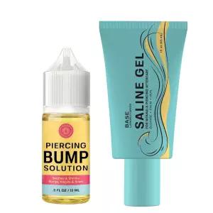베이스 래버러토리스 피어싱 범프 솔루션 번들과 애프터케어를 위한 앤 켈로이드 오일 및 식염수 젤 - 귀