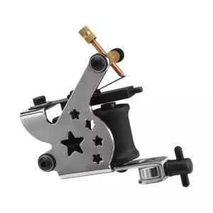 ATOMUS 10 랩 코일 라이너 타투 머신 - 정밀 라인 작업을 위한 실버 스타 디자인 전기 도금 철 프레임