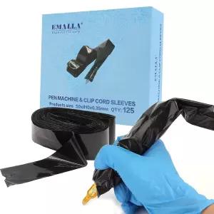 NAQASE 125개 펜 가방 - 타투 코드 슬리브 블랙 클립 커버 랩