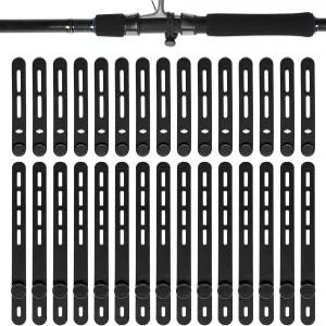 Hadves 30개 액세서리 낚싯대 실리콘 벨트 가능한 보관용 랩 낚싯대-타이 경량 재사용 장비 밴드 신축성